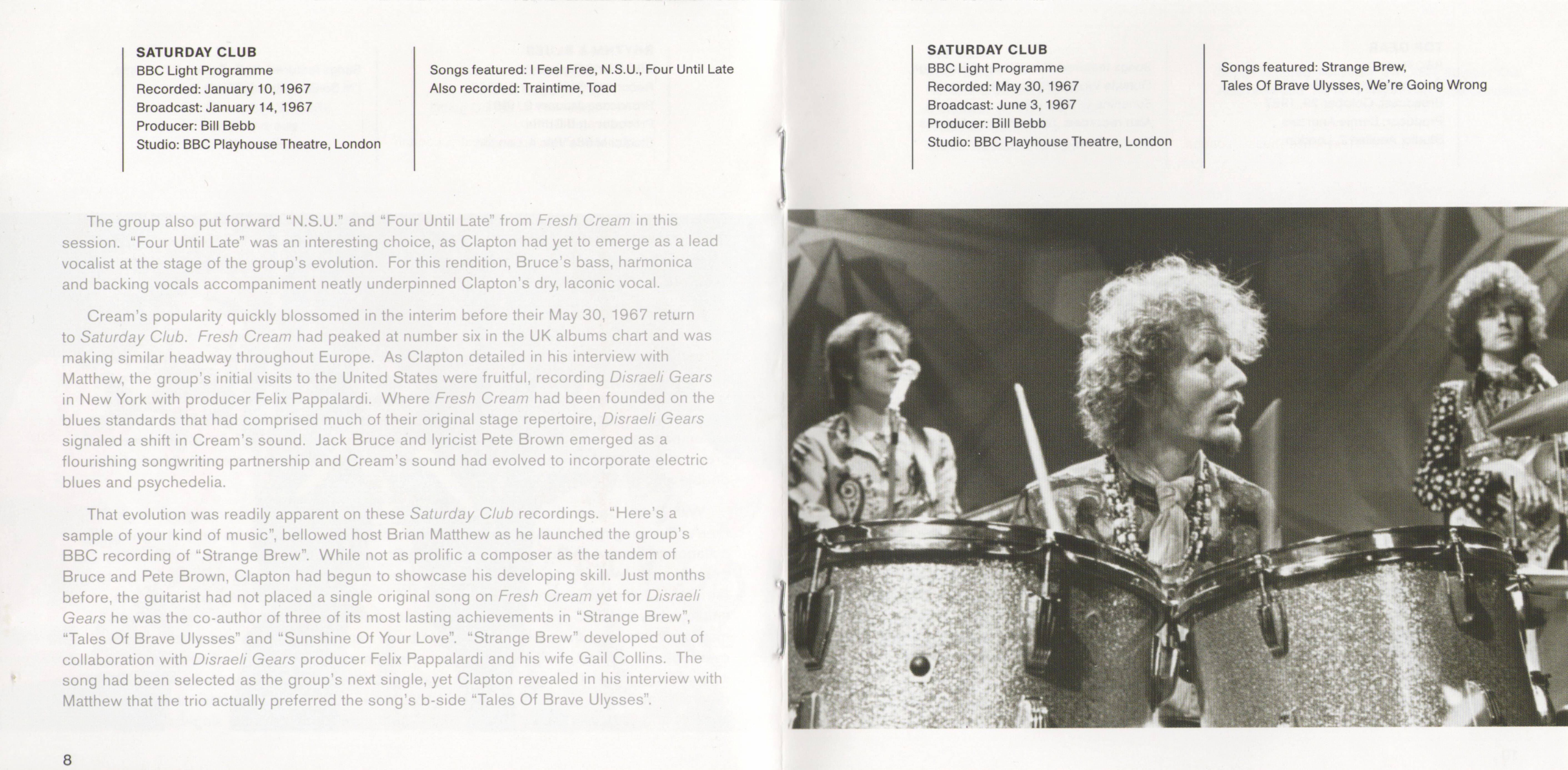 Cream BBC Sessions cream : Booklet 5